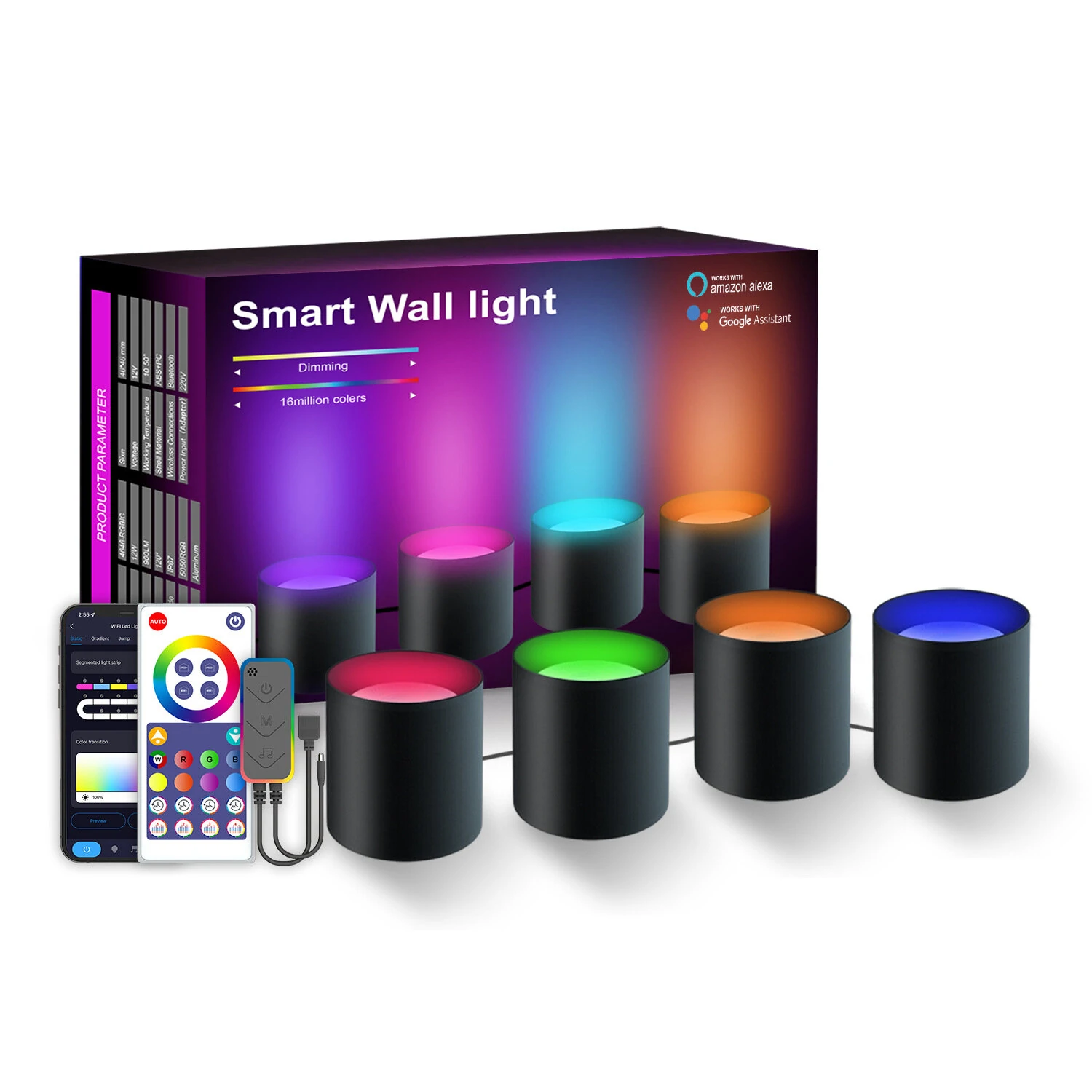 4/6 Pack TUYA WIFI Smart Wall Lamp RGB Music Sync LED Modern Decor Downlight Simple Wall Light Work With Alexa Google Assistant (image for) 4/6 Pack TUYA WIFI Smart Wall Lamp RGB Music Sync LED Modern Decor Downlight Simple Wall Light Work With Alexa Google Assistant